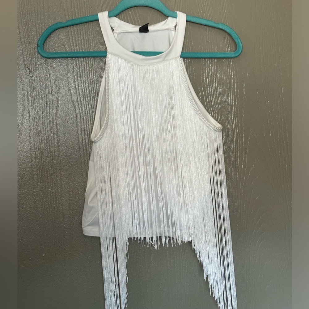 White Fringe Blouse